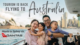 Manila to Sydney Qantas Flight  First Out of the Country Trip with Kids [upl. by Eibrik]