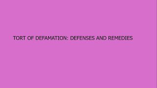 Defamation Defenses and Remedies [upl. by Siravaj339]