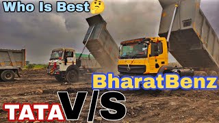 BharatBenz amp TATA 10 Whill Dampar Unloading BharatBenz 10 Whill Dampar Unloading [upl. by Alodee]