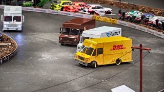 RC DELIVERY TRUCKS DRIFT BATTLE  DHL HERMES UPS FEDEX IPS  MODELLBAU WELS 2018 [upl. by Inahpit277]