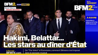 Hakimi Belattar Darmon  des stars en pagaille au dîner dÉtat de Macron [upl. by Osrock]