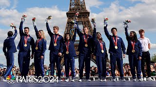 US figure skating team receives 2022 Beijing gold at the Paris Olympics  NBC Sports [upl. by Elliven]