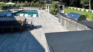 Install Pool Paver Patio BBQ Cambridge Onyx Natural with On Point Everything [upl. by Sharyl58]