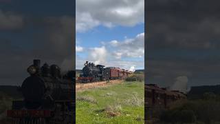 TRAINS AM22 Steam Train NM25 leads the Pichi Richi inaugural enactment of 50 yrs ago Quorn S Aust [upl. by Ringo]