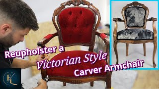 HOW TO REUPHOLSTER A VICTORIAN CHAIR  UPHOLSTERY FOR BEGINNERS  FaceliftInteriors [upl. by Cis]