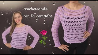 ⭐⭐⭐⭐⭐tutorial blusa tejida a crochet fácil y rápido parte 1 todas las tallas [upl. by Kcirad]