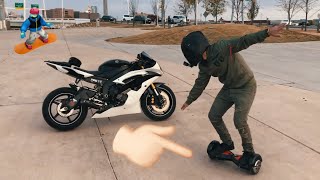 Fastest Hoverboard going around my motorcycle [upl. by Ilac729]