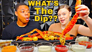 KING CRAB SEAFOOD BOIL MUKBANG  WHAT’S THE DIP SEAFOOD BOIL CHALLENGE MUKBANG [upl. by Jenei894]