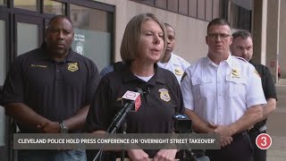 Cleveland police chief No injuries serious damage after street takeovers downtown [upl. by Burtie]