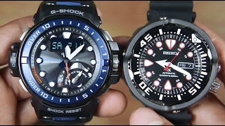 CASIO GSHOCK GWNQ10001A VS SEIKO PROSPEX SRP655K1 [upl. by Arorua]