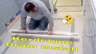 Complete bathroom Schluter systems products Part 7 installing Kerdiline Drain [upl. by Ettenil]