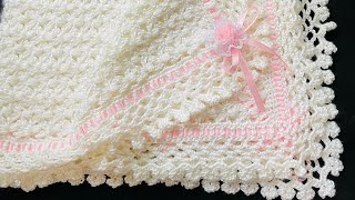 ¡TEJE ESTA HERMOSA manta para niños y niñas PATRÓN DE CROCHET FÁCIL Y RÁPIDO MANTITA DE BEBE MAYA [upl. by Peggi]