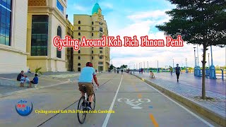 Cycling around Koh Pich Phnom Penh capital of Cambodia [upl. by Niggem]