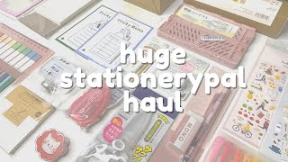 🌷🤍 huge stationery haul ft stationerypal stickers tote bag pens etc  aesthetic ✨ [upl. by Parrie]