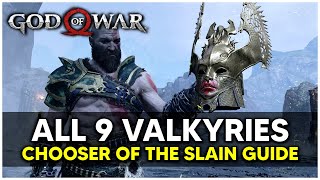 God of War  All 9 Valkyrie Locations Chooser of the Slain Trophy Guide [upl. by Germano654]