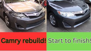 Collision repair on 2012 Camry Start to finish howto diy bodywork bodyshop [upl. by Samson]