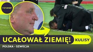 POLSKA – SZWECJA OD KULIS MICHNIEWICZ WE ŁZACH UCAŁOWAŁ MURAWĘ STADIONU [upl. by Akisej603]