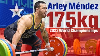 Arley Mendez Going Heavy 175kg Snatch in the 2023 World Weightlifting Championships Training Hall [upl. by Dnalrah]