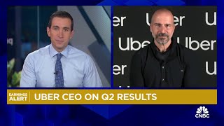 Uber CEO Dara Khosrowshahi on Q2 results Company is really hitting on all cylinders [upl. by Raseac]