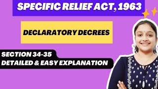 Section 3435 Specific Relief Act 1963  Declaratory Decrees  Judiciary [upl. by Yadsendew]