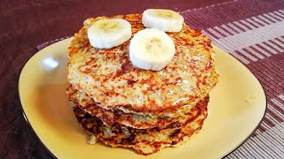 Como hacer pancakes de avena y platano facil y rapido [upl. by Arek352]