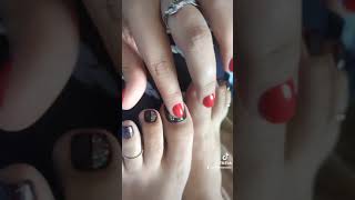 males painted toenails with design malepolish my wife touching my toes [upl. by Yemarej]