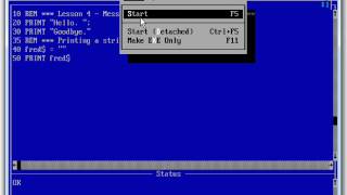 The basics of QBasic  Lesson 4 Concatenating strings and tidying up output [upl. by Emlyn494]