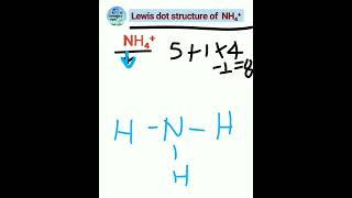 Lewis dot structure of NH₄⁺ammonium ionk2chemistryclass lewisstructures lewisdotstructure [upl. by Joleen]