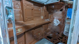 Project Mustang  32 Painting interior with Tremclad red oxide primer and flat black topcoat [upl. by Falda]