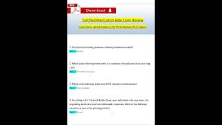 Certified Medication Aide Exam Review Questions and Verified Answers 2024 2025 100 Guarantee Pass [upl. by Tiebout]