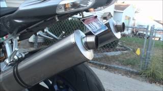 2007 Aprilia Tuono Leovince exhaust comparison [upl. by Xenia]