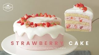 핑크핑크한🎀 동화속 비주얼♥ 딸기 생크림 케이크 만들기  Strawberry cake Recipe  いちごのショートケーキ  Cooking ASMR [upl. by Lumbye]