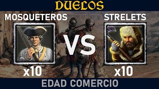 💥 10 Mosqueteros VS 10 Strelets AOE3 Edad Comercio [upl. by Gall]