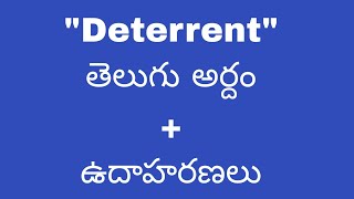 Deterrent meaning in telugu with examples  Deterrent తెలుగు లో అర్థం Meaning in Telugu [upl. by Ahsyat764]