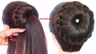 new bun hairstyle for wedding and party  trending hairstyle  party hairstyle  updo hairstyle [upl. by Dot]