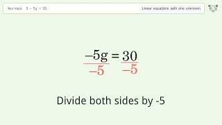 Solve 35g33 Linear Equation Video Solution  Tiger Algebra [upl. by Liscomb]