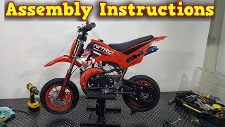 Pocket Dirt Bike 50cc  Unboxing  Full Assembly Instructions  DS67 from Nitro Motors [upl. by Artiek]