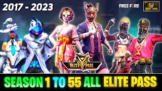 FREE FIRE ALL ELITE PASS  ALL ELITE PASS FREE FIRE  FREE FIRE SEASON 1 TO 55 ALL ELITE PASS [upl. by Iveksarap]