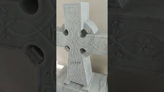 Celtic Cross Carrara White Marble Headstone [upl. by Sicular]