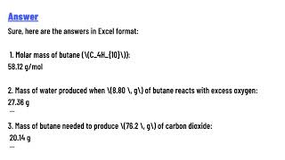 What is the molar mass of butane C4H10 [upl. by Gerty]