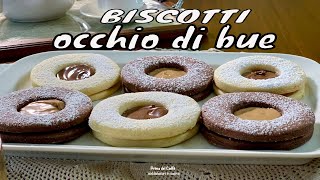 BISCOTTI OCCHIO DI BUE con pasta sablé e crema di nocciola ecco come farli in casa  Prima del Caffè [upl. by Hgalehs]