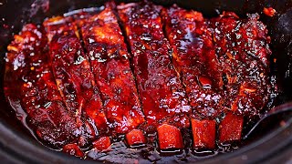 Slow Cooker Honey Garlic Ribs  Easy Fall Off The Bone Ribs Recipe [upl. by Zerimar777]