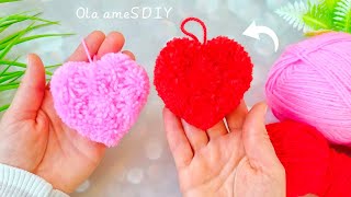 Its so Cute 💖🌟 Super Easy Valentines Day Craft Idea with Yarn  You will Love It DIY Woolen Heart [upl. by Nottus]