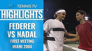 Federer vs Nadal FirstEver Match at Miami 2004 Highlights [upl. by Eatnad]