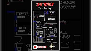 30’× 40’ house plan 30 by 40 home plan East Facing 2 BHK amp parking floorplan [upl. by Mamie532]