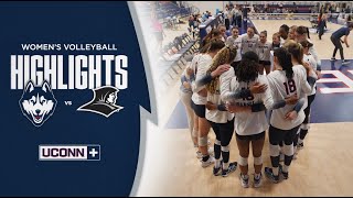 HIGHLIGHTS  UConn Volleyball Sweeps Providence [upl. by Ellenrahs190]