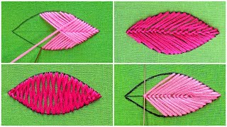 Leaves Embroidery  4 Amazing Stitches Leaves Hand Embroidery Tutorial by Rup Handicraft [upl. by Bonacci77]