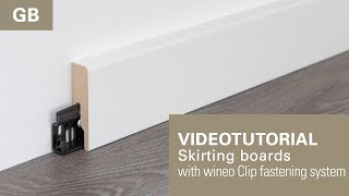 Videotutorial  How to install skirting boards with Clip fastening system  GB [upl. by Anilem]