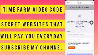 Secret Websites That Will Pay You Every Day Code  Time Farm Video Code  Time Farm 9 november Code [upl. by Oirramed]