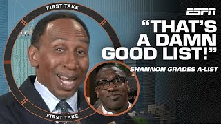 That’s a damn good list  Shannon Sharpe gives props to Stephen’s AList 🙌  First Take [upl. by Lertnom]